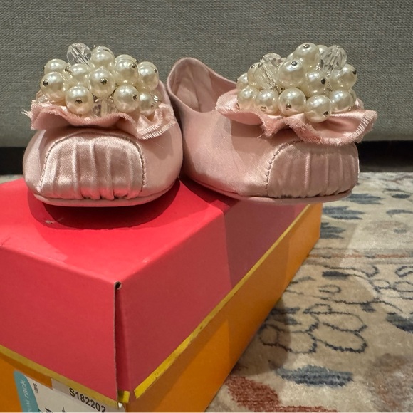 Kate Spade Pink Satin Ballet Flats with Crystal Embellishment - Picture 7 of 8